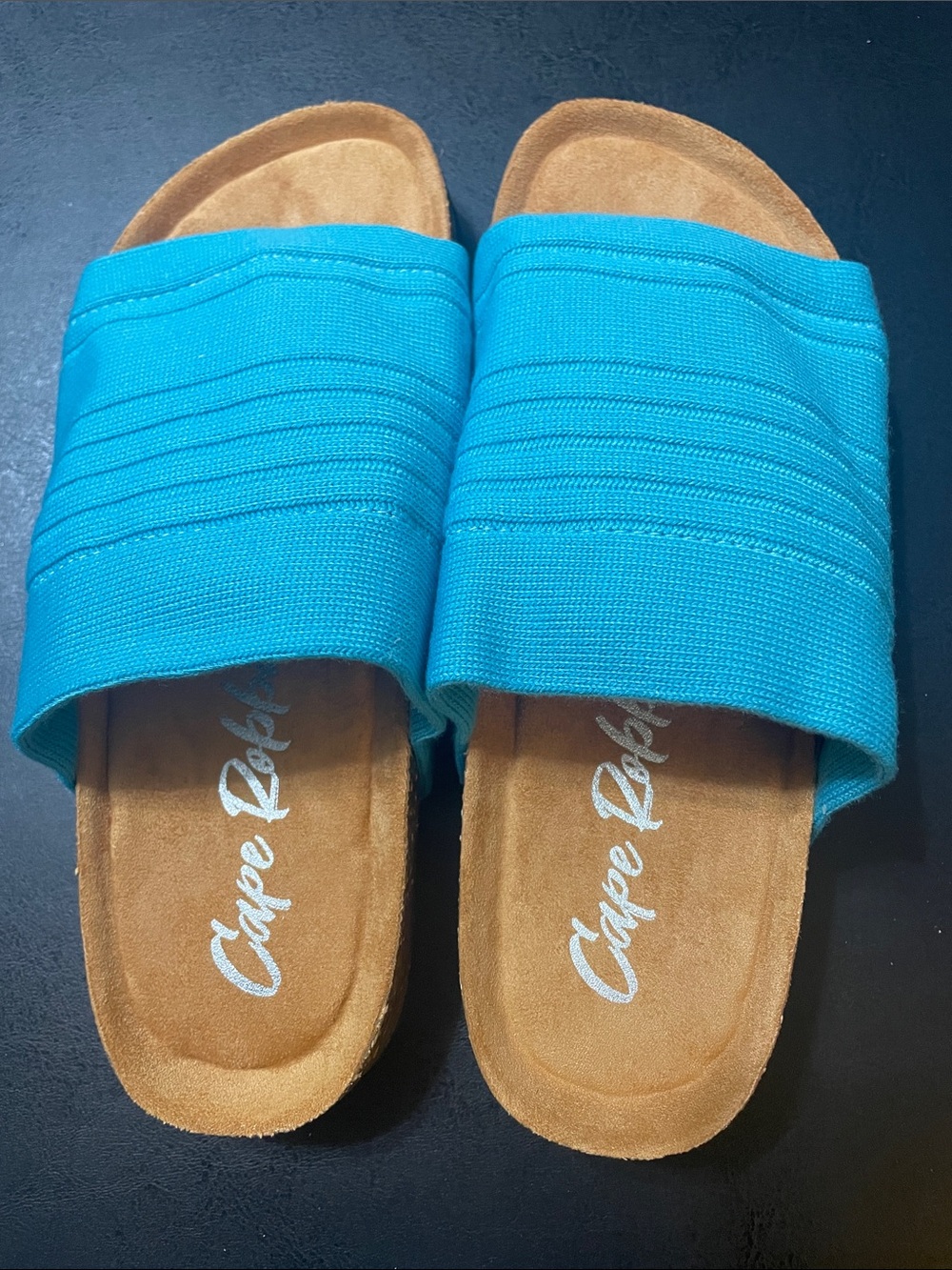 Cape Robbin Bright Turquoise Slide Sandals Sz. 6.5 NWT